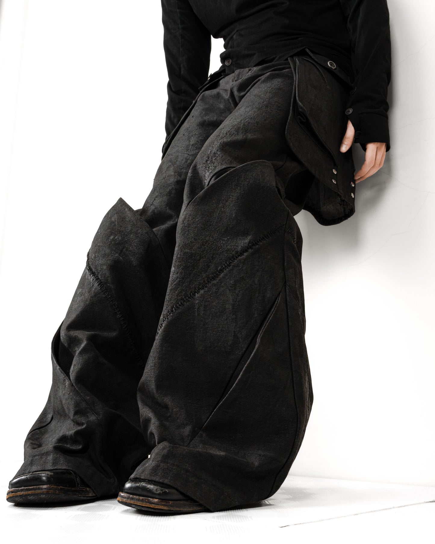"Charcoal" Waxed Denim Flare⁡