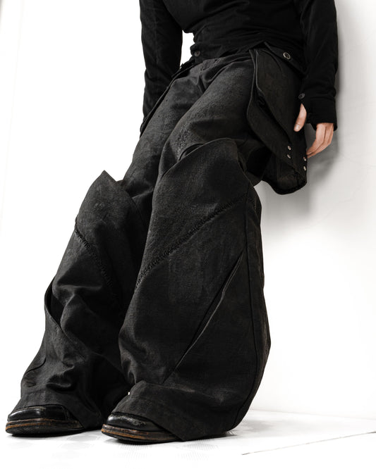 "Charcoal" Waxed Denim Flare⁡