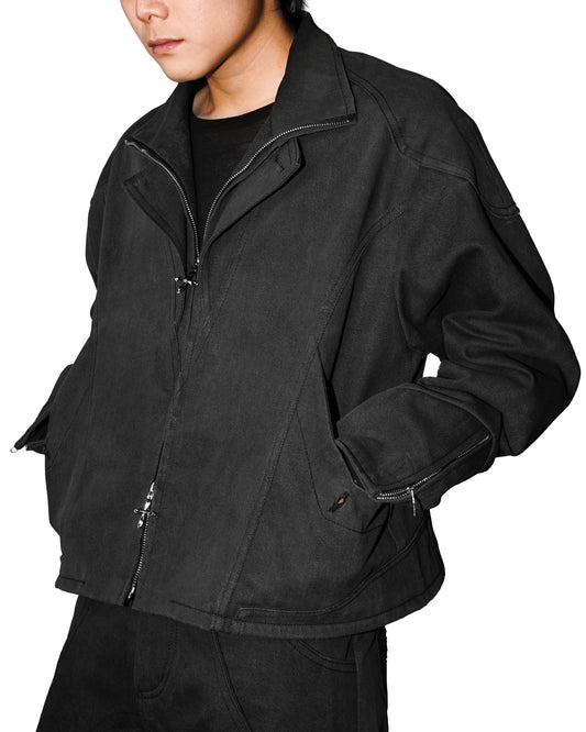 "Double Collar" Waxed Denim Jacket