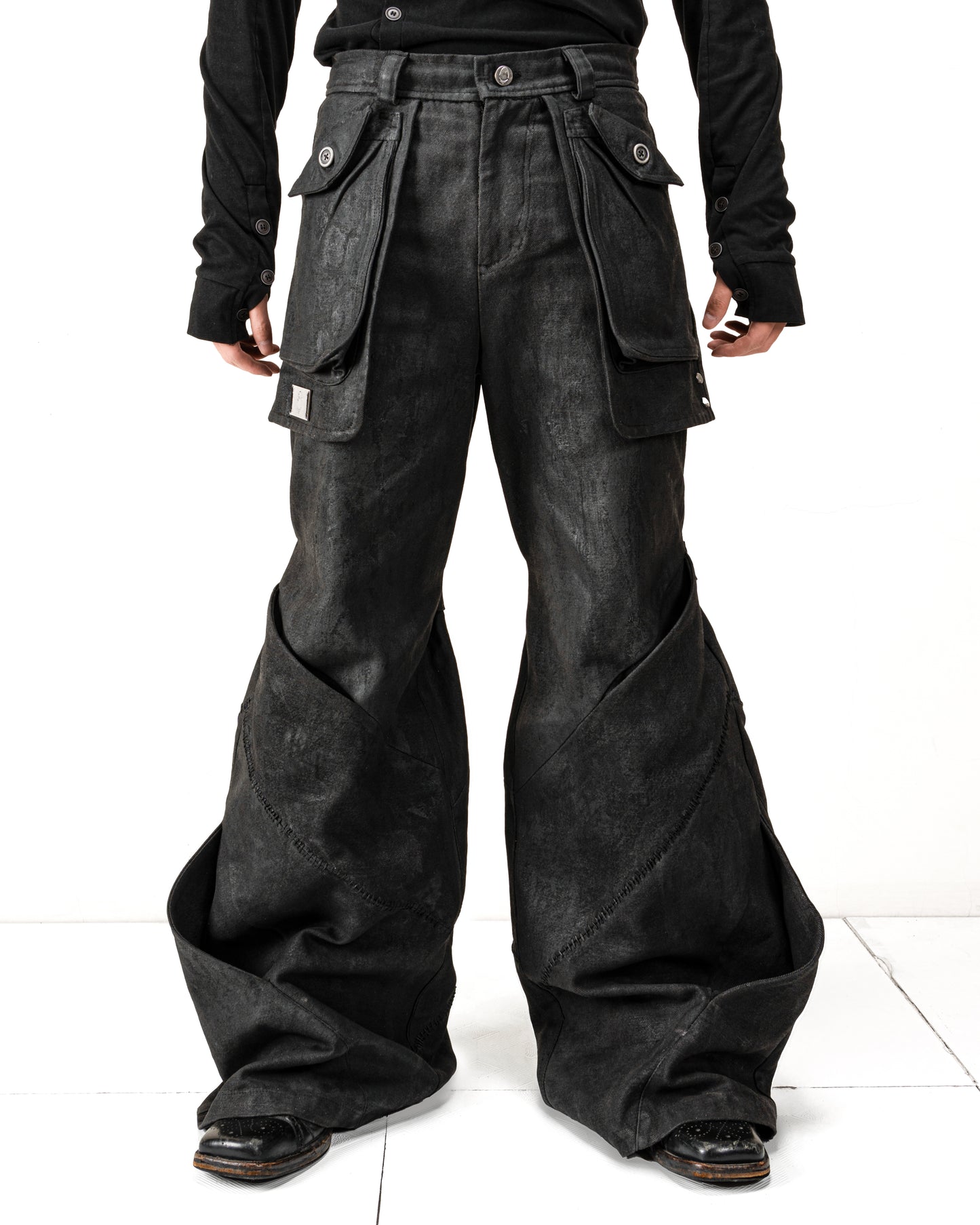 "Charcoal" Waxed Denim Flare⁡