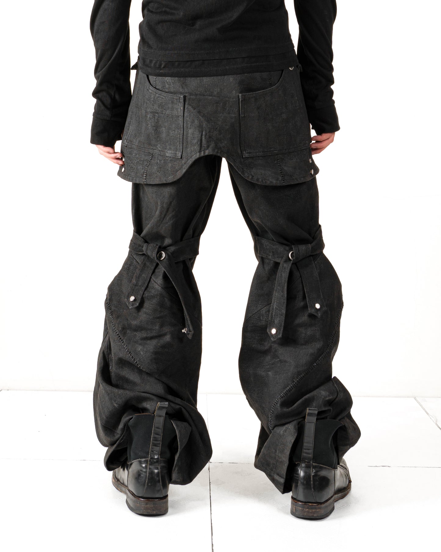 "Charcoal" Waxed Denim Flare⁡