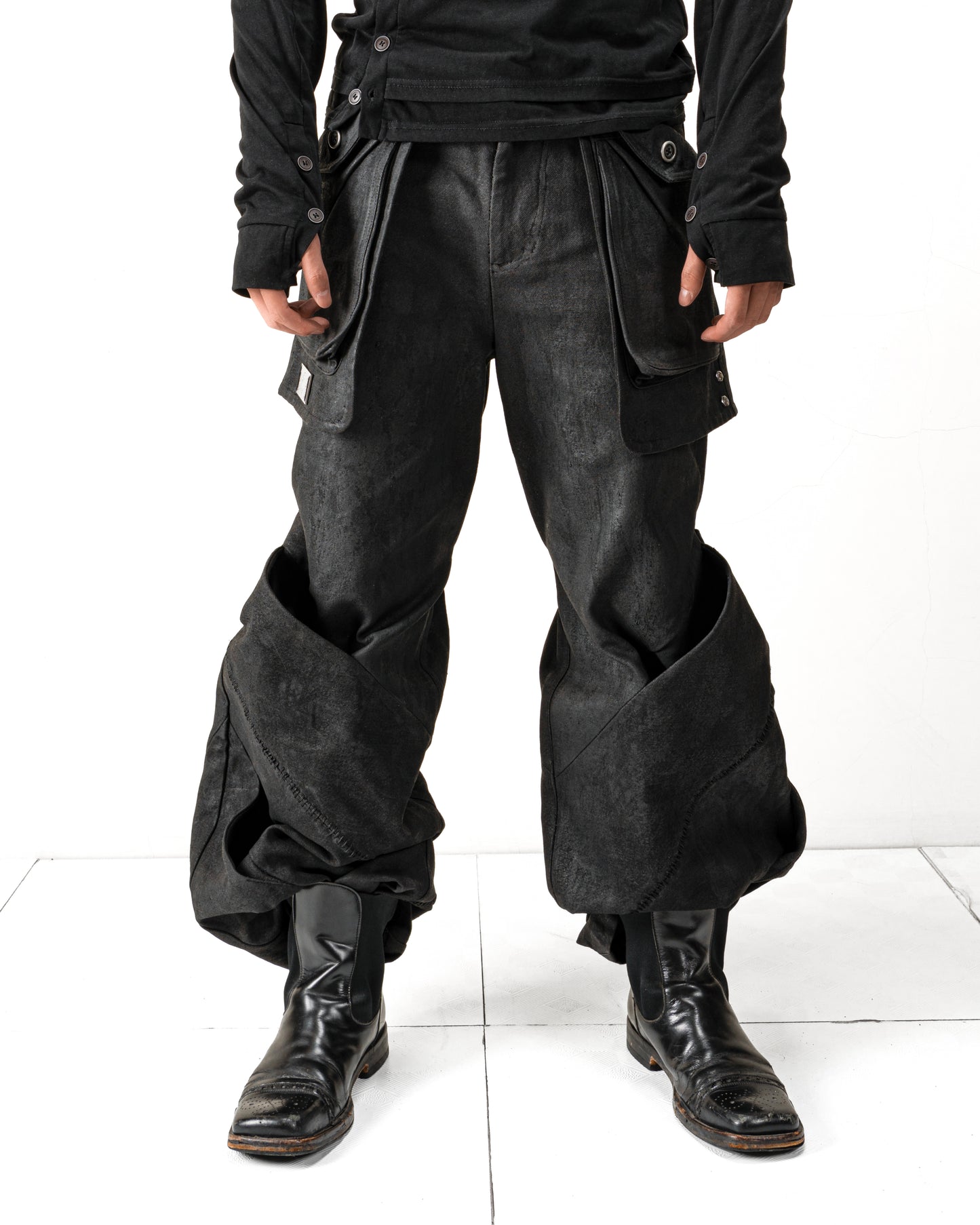 "Charcoal" Waxed Denim Flare⁡