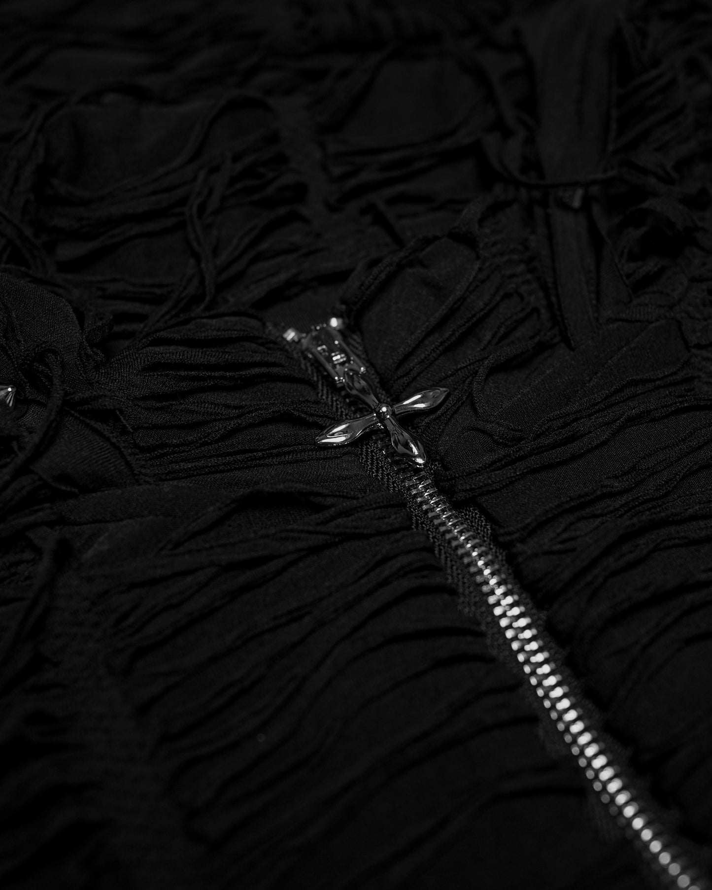 SS24ver.2/MAINDISH"Fluid Black" Short Hooded Jacket